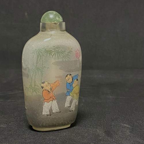 Chinese Internal Painted Glass Snuff Bottle - Figures image-4