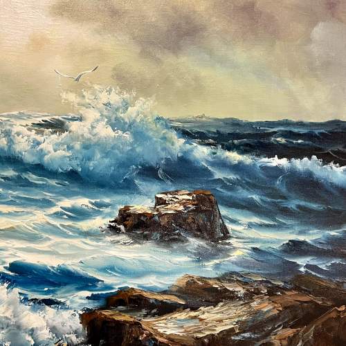 H Maan Oil on Canvas Seascape Painting image-3
