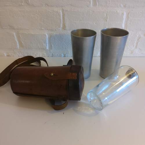 Antique J Dixon & Son Hunting Glass Flask & Set of 2 Tumblers image-5