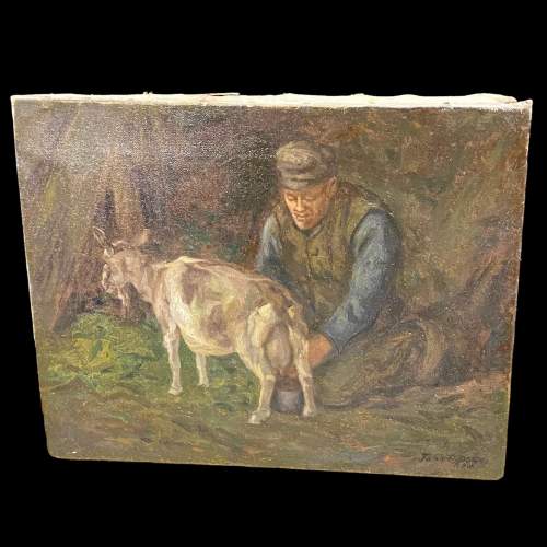 Early 20th Century Oil on Canvas Farm Scene image-1