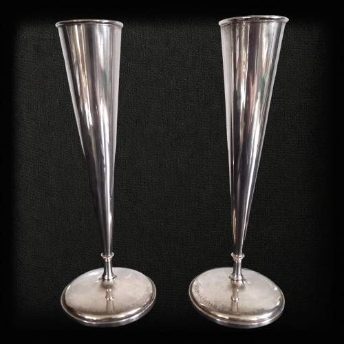 Pair of Silver Flute Vases. Birmingham 1900 image-1