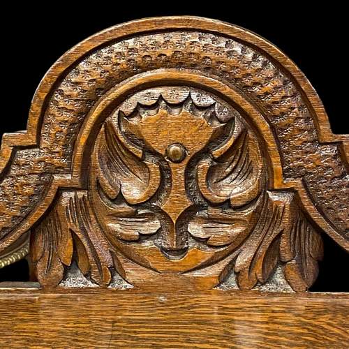 Victorian Carved Oak Green Man Window Seat image-5