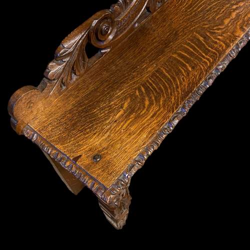 Victorian Carved Oak Green Man Window Seat image-6