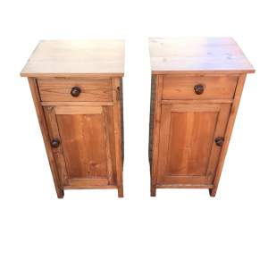 Pair of Antique European Pine Bedside Cabinets