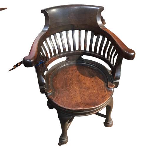 Antique Victorian Oak Swivel Office Armchair image-1