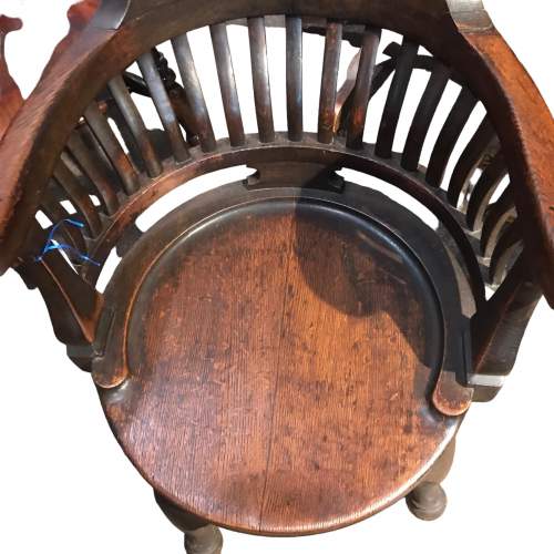 Antique Victorian Oak Swivel Office Armchair image-2
