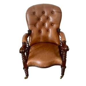 Buttoned Leather Library Chair