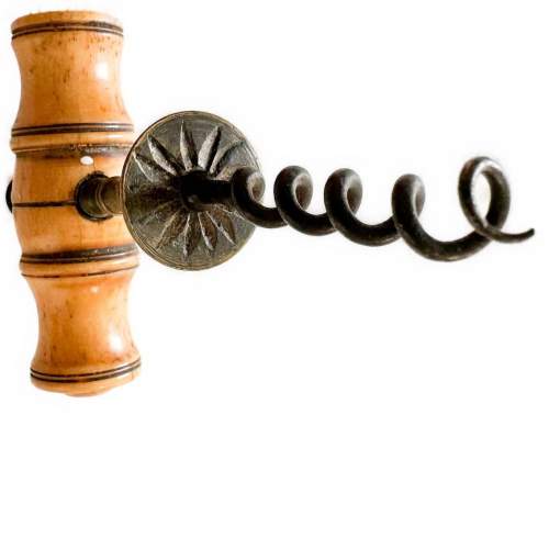 Circa 1830: A Turned Bone Henshall Button Corkscrew with Brush image-3