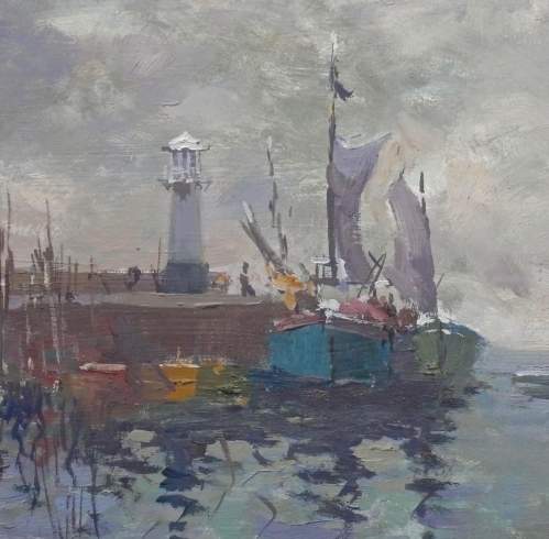 St. Ives Harbour - Cornwall by John Ambrose RSMA. Oil on Board. image-2