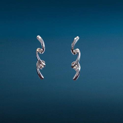 White Gold Diamond Earrings image-1