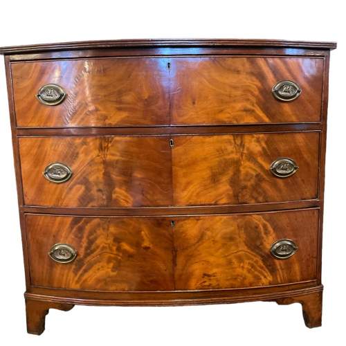 A Small 19th Century Bow Front Flame Mahogany Chest Of Drawers image-1
