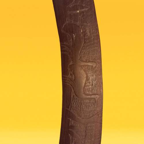 Very Large Australian Boomerang with Native Animal Carving image-2