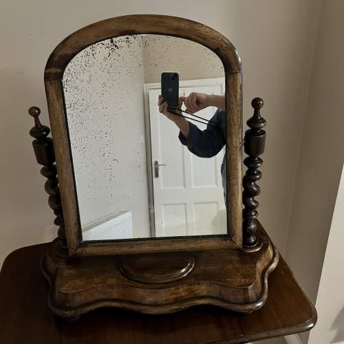 A Victorian Walnut Vanity Swing Mirror with Barley Twist Columns image-1