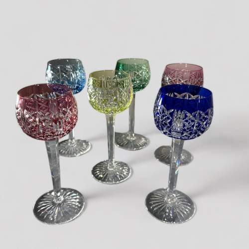 Set of Six Saint Louis Coloured Wine Glasses image-1