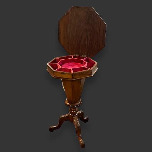 19th Century Walnut and Marquetry Sewing Games Table image-2