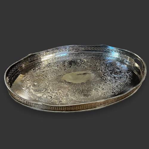 Large Early 20th Century Silver Plated Gallery Tray image-1