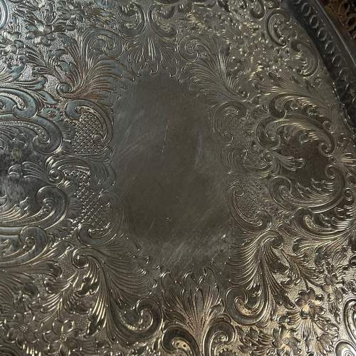 Large Early 20th Century Silver Plated Gallery Tray image-4
