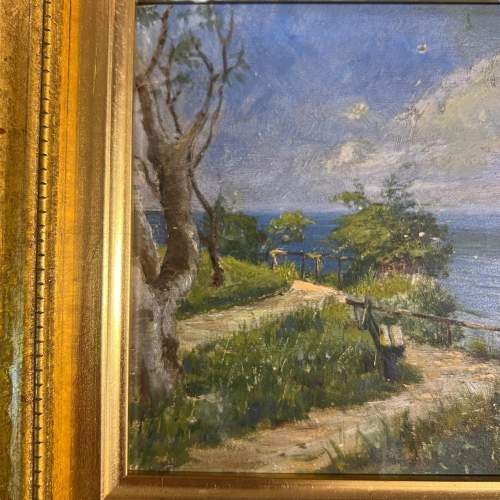 Late Victorian Oil on Board Painting of Lake Garda image-2