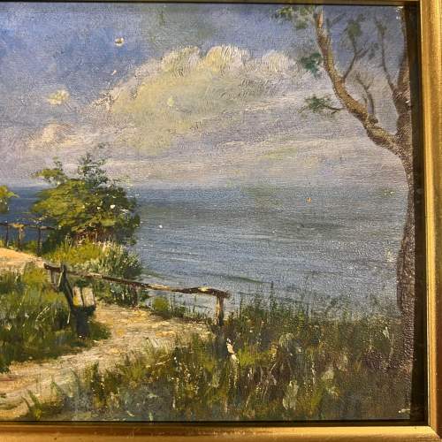 Late Victorian Oil on Board Painting of Lake Garda image-3