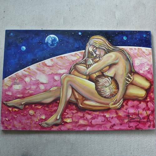 Love in the Planets - Mars, oil painting on canvas by Bruna X image-1