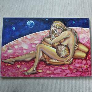 Love in the Planets - Mars, oil painting on canvas by Bruna X