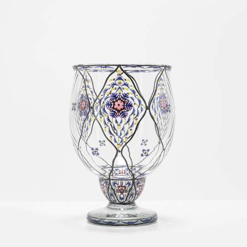 Early 20th Century Bohemian Secessionist Glass Vase image-1