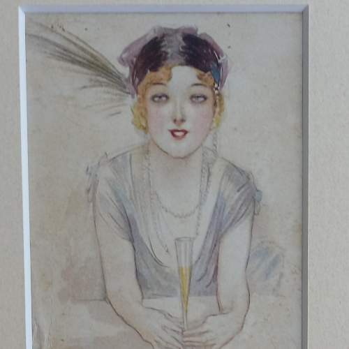 Early 20thC Framed postcard of an Art Deco Lady by Achille Mauzan image-5