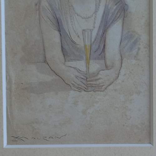 Early 20thC Framed postcard of an Art Deco Lady by Achille Mauzan image-6