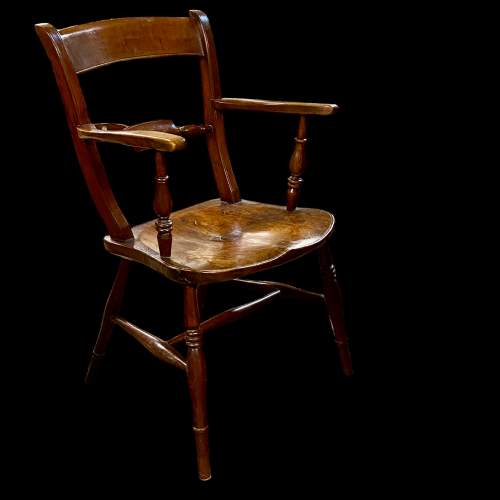 Early 19th Century Yew and Elm Oxfordshire Bar Back Chair image-2