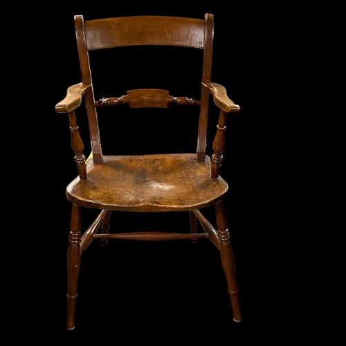 Early 19th Century Yew and Elm Oxfordshire Bar Back Chair image-1