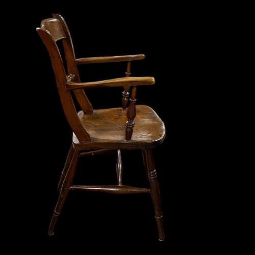 Early 19th Century Yew and Elm Oxfordshire Bar Back Chair image-3