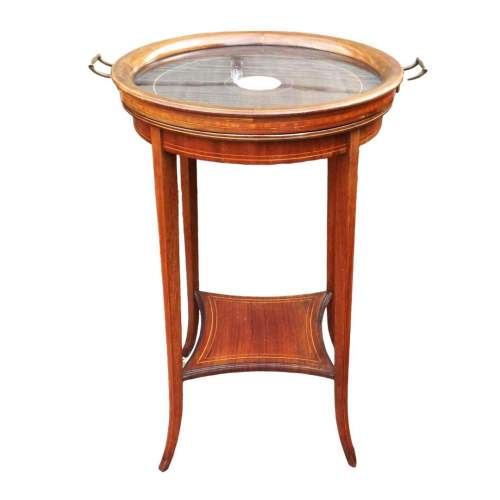 Quality Edwardian Metamorphic Circular Removable Tray Top Table image-1