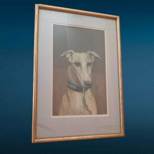 Victorian Pastel Painting of a Whippet or Greyhound