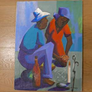 Haitian Man and Woman by Jean Eliud Coachy Original Oil on Canvas