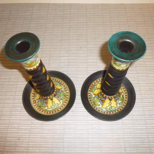 Pair of Gouda Pottery Candlesticks image-5