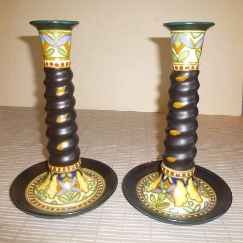 Pair of Gouda Pottery Candlesticks image-6