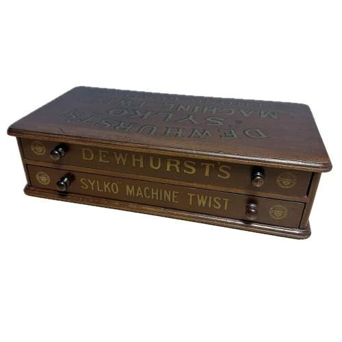 Antique Dewhurst Sewing Thread Advertisement Display Drawers image-1