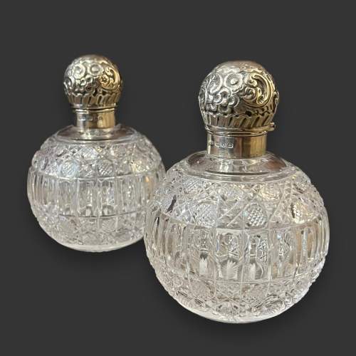 Pair of 19th Century Glass Scent Bottles image-1