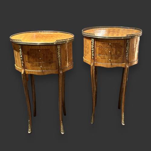 Early 20th Century Pair of French Kingwood Side or Bedside Tables image-1