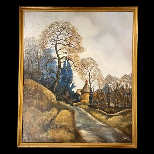 John Lockett Oil on Canvas of The Dovecote Harlestone image-1
