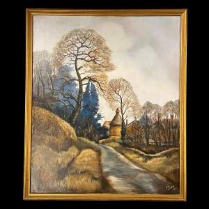 John Lockett Oil on Canvas of The Dovecote Harlestone
