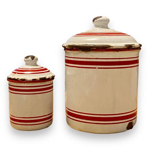 Set of Five Vintage French Enamel Canisters image-6