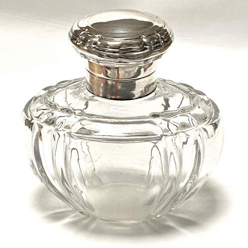 Silver Topped Glass Perfume Bottle image-1