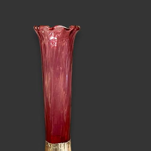Cranberry Glass Solid Silver Overlay Posy Vase image-2