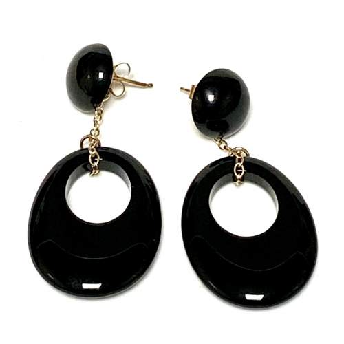 9ct Gold Black Onyx Earrings image-1
