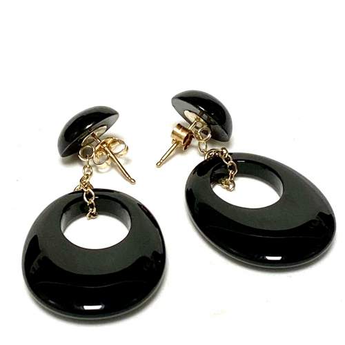 9ct Gold Black Onyx Earrings image-2