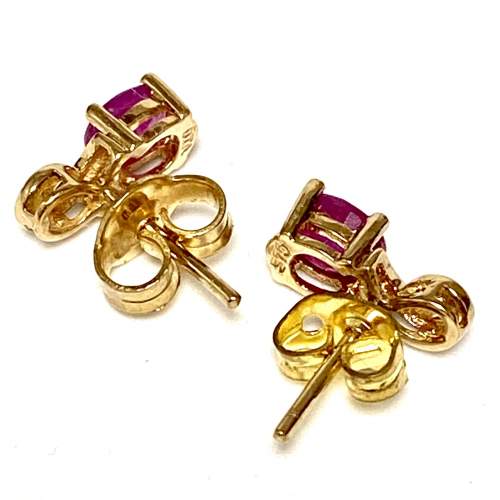 Vintage 9ct Gold Ruby and Diamond Earrings image-3