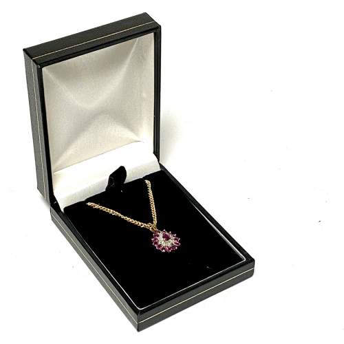 Vintage 9ct Gold Ruby and Diamond Pendant and Chain image-4