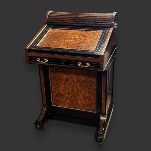 Quality 19th Century Amboyna and Ebonised Davenport Desk image-1