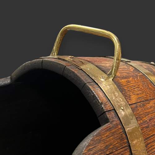 19th Century Oak Coopered Barrel Coal Scuttle image-3